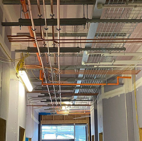 Overhead pipework in a commercial building